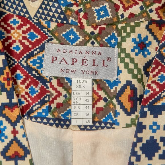 Adrianna Papell Colorful Silk Blouse, Size L, Made in Korea - Picture 5 of 6